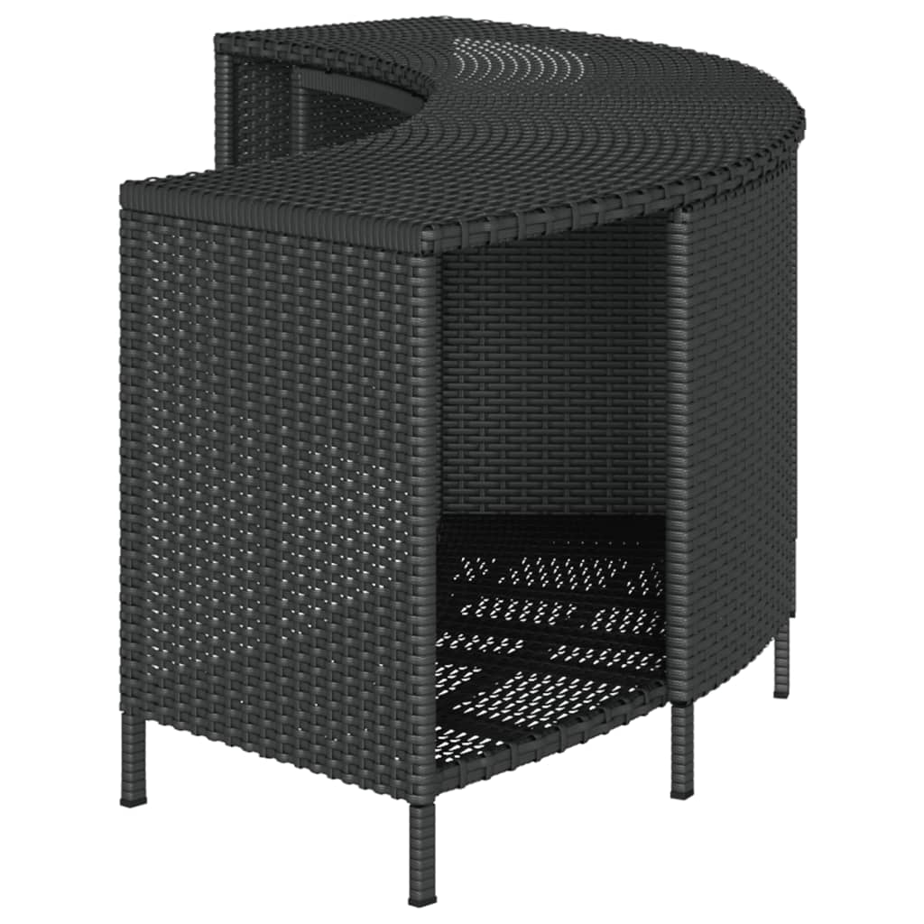 vidaXL Storage Shelves for Hot Tub 2 pcs Black Poly Rattan