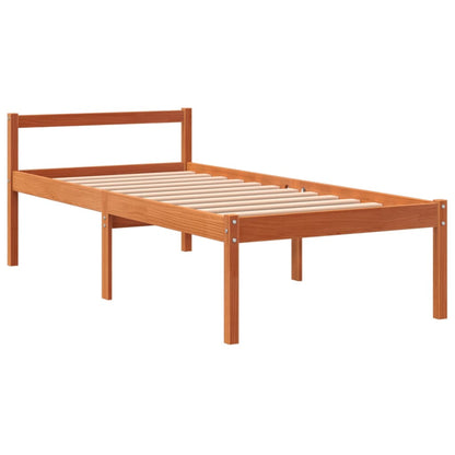 vidaXL Senior Bed without Mattress Wax Brown 75x190 cm Small Single Solid Wood Pine