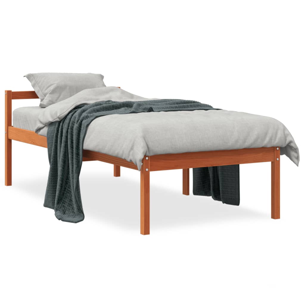 vidaXL Senior Bed without Mattress Wax Brown 90x190 cm Single Solid Wood Pine