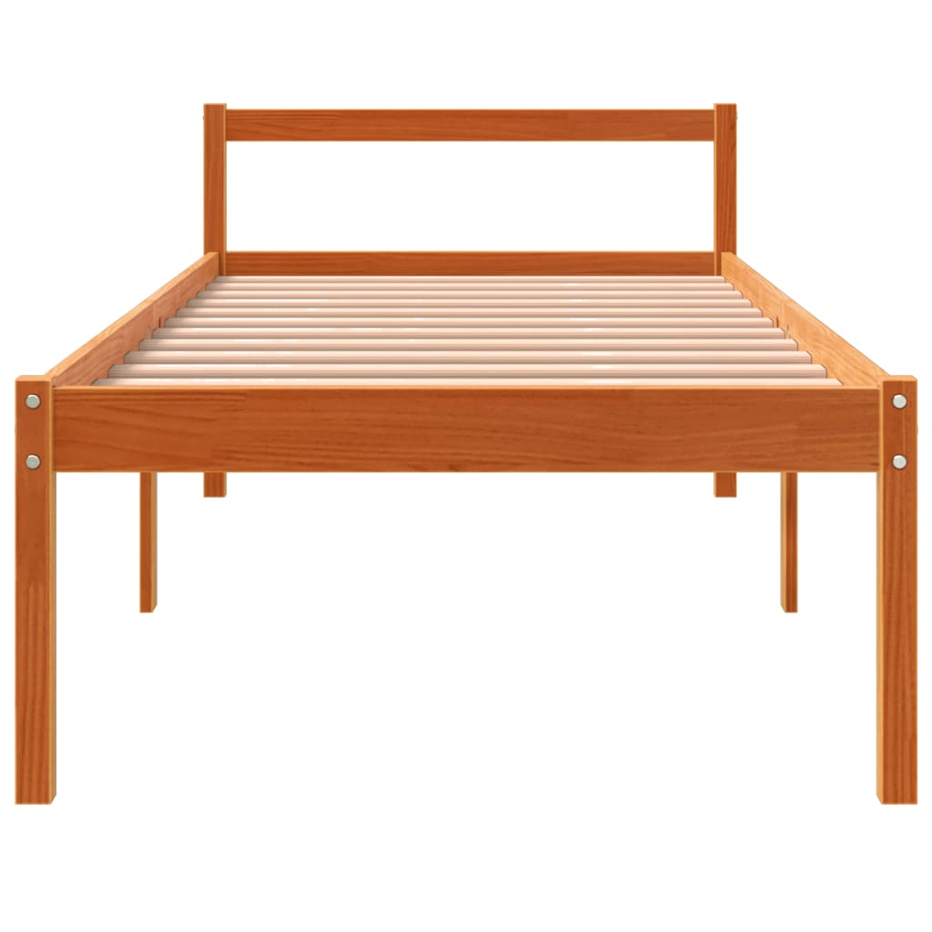 vidaXL Senior Bed without Mattress Wax Brown 90x190 cm Single Solid Wood Pine