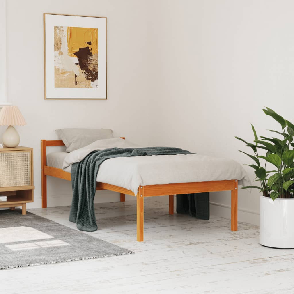 vidaXL Senior Bed without Mattress Wax Brown 90x190 cm Single Solid Wood Pine