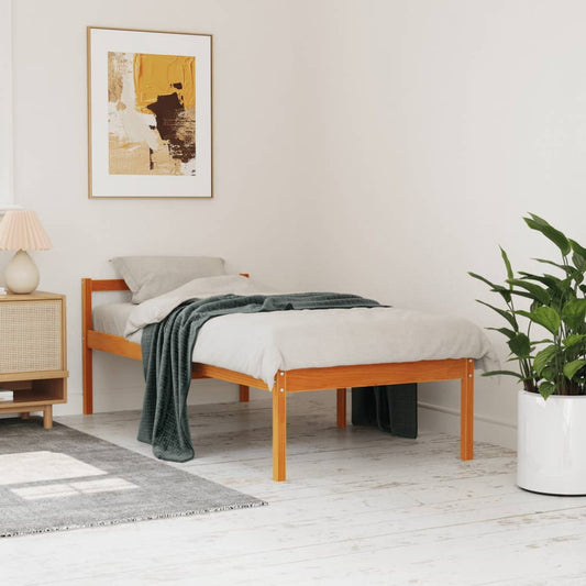vidaXL Senior Bed without Mattress Wax Brown 90x190 cm Single Solid Wood Pine