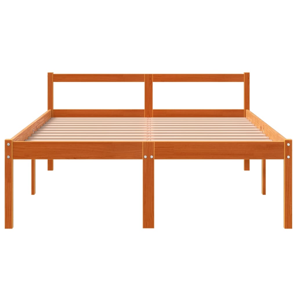 vidaXL Senior Bed without Mattress Wax Brown 120x190 cm Small Double Solid Wood Pine
