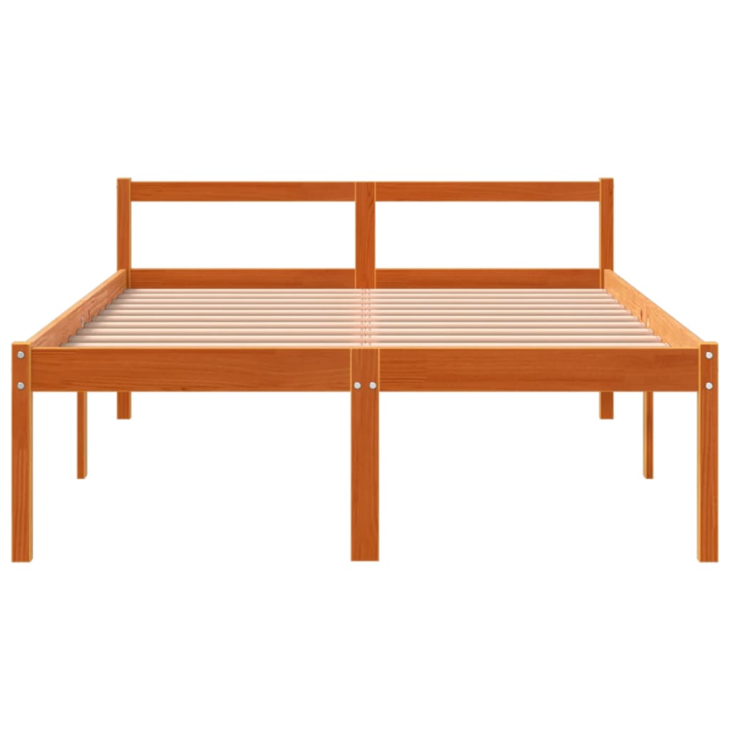 vidaXL Senior Bed | Wax Brown | Solid pine wood, Plywood slats | Double