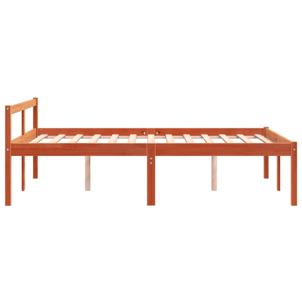 vidaXL Senior Bed | Wax Brown | Solid pine wood, Plywood slats | Double