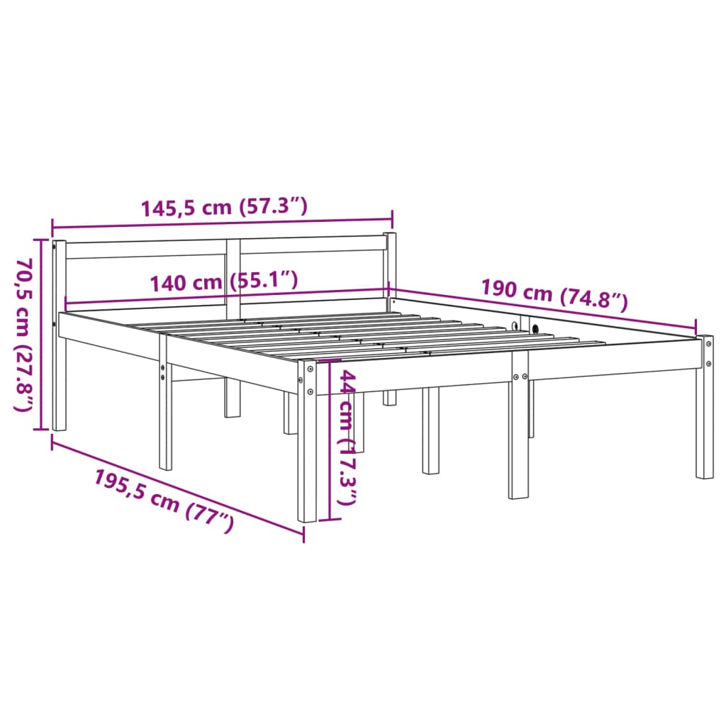 vidaXL Senior Bed | Wax Brown | Solid pine wood, Plywood slats | Double