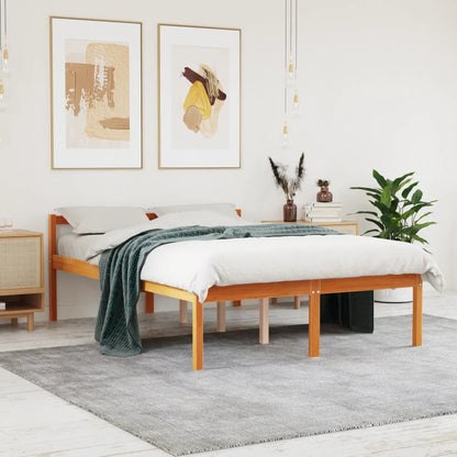vidaXL Senior Bed | Wax Brown | Solid pine wood, Plywood slats | Double