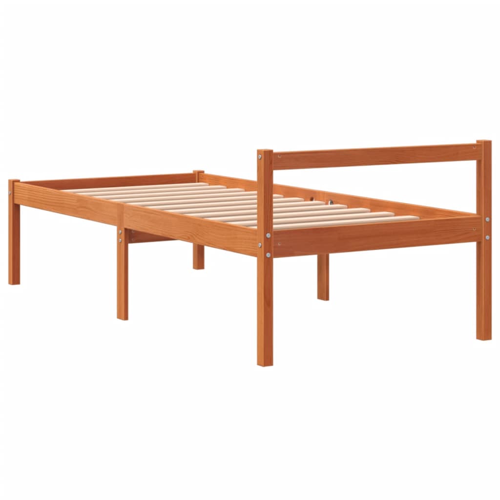 vidaXL Senior Bed without Mattress Wax Brown 90x200 cm Solid Wood Pine