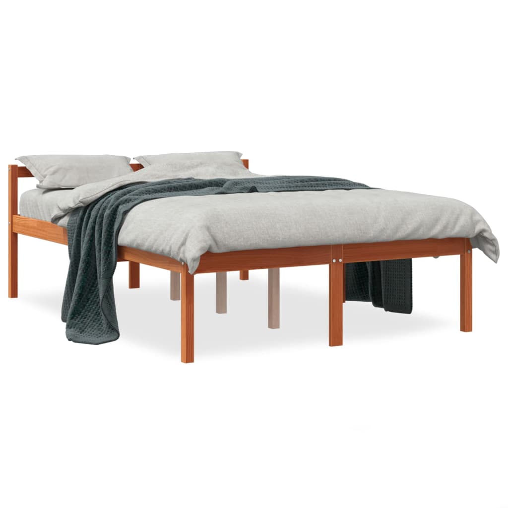 vidaXL Senior Bed | Wax Brown | Solid Pinewood, Plywood (Slats) | 120x200 cm