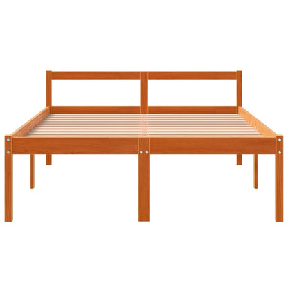 vidaXL Senior Bed | Wax Brown | Solid Pinewood, Plywood (Slats) | 120x200 cm