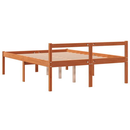 vidaXL Senior Bed | Wax Brown | Solid Pinewood, Plywood (Slats) | 120x200 cm