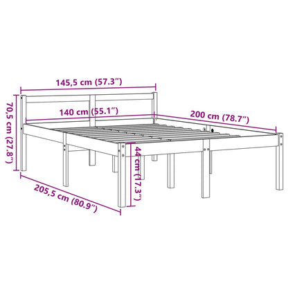 vidaXL Senior Bed without Mattress Wax Brown 140x200 cm Solid Wood Pine