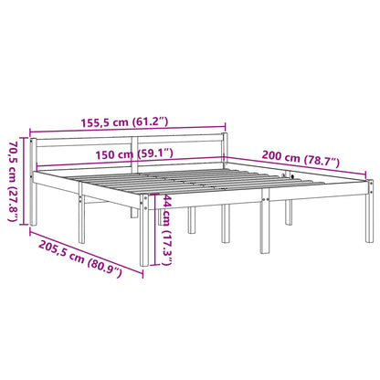 vidaXL Senior Bed without Mattress Wax Brown 150x200 cm King Size Solid Wood Pine