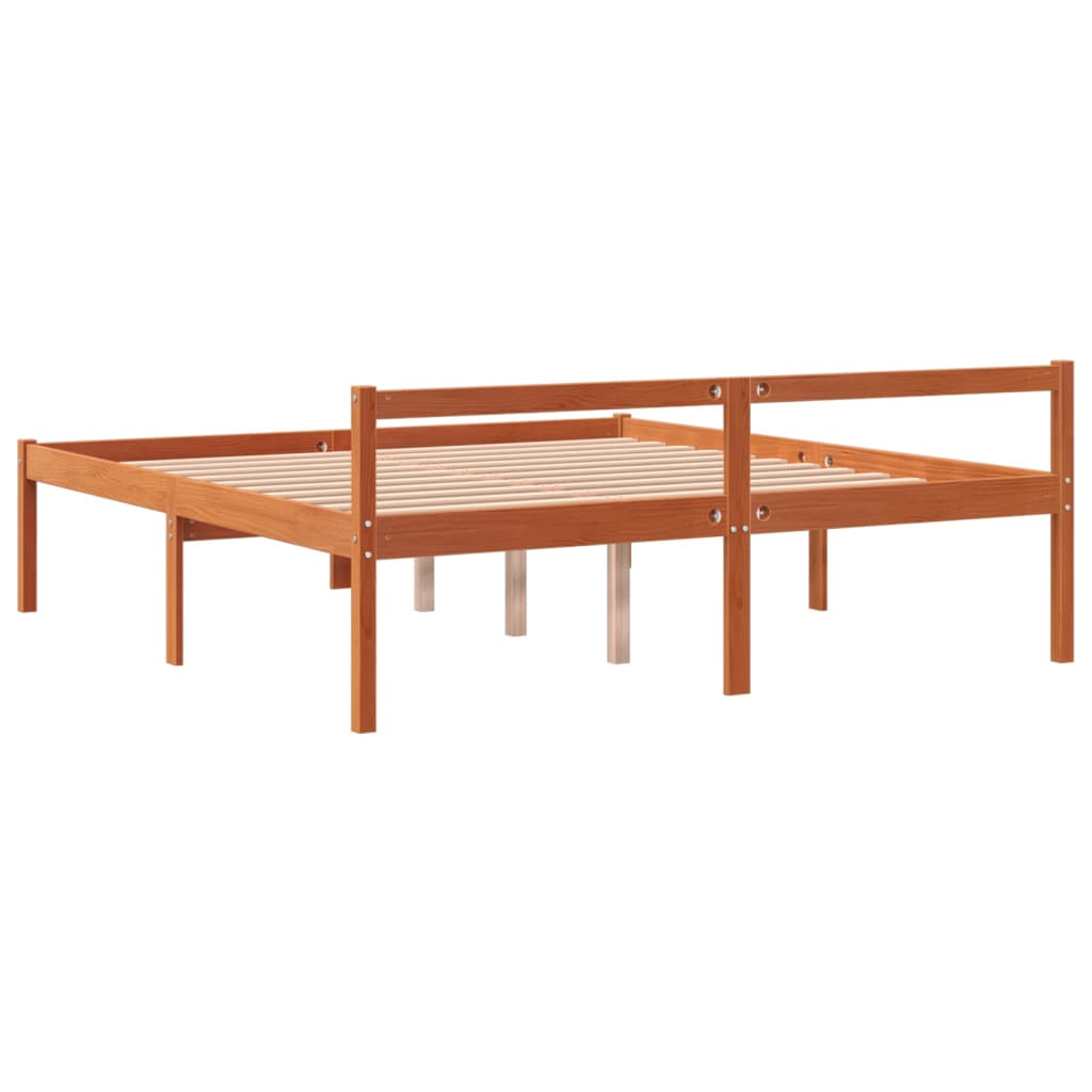 vidaXL Senior Bed without Mattress Wax Brown 160x200 cm Solid Wood Pine