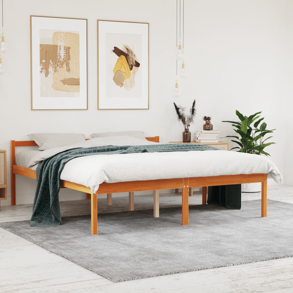 vidaXL Senior Bed without Mattress Wax Brown 160x200 cm Solid Wood Pine