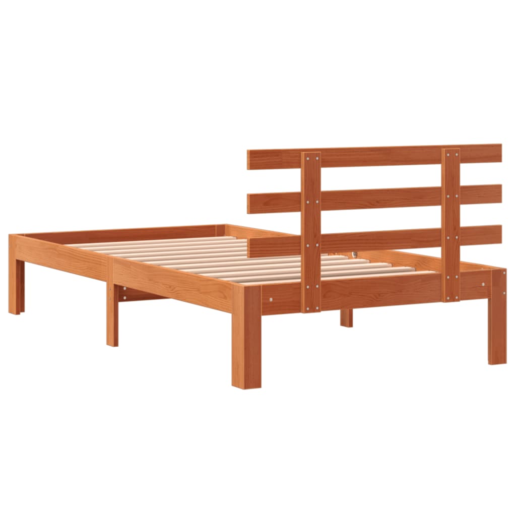 vidaXL Bed Frame without Mattress Wax Brown 75x190 cm Small Single Solid Wood Pine