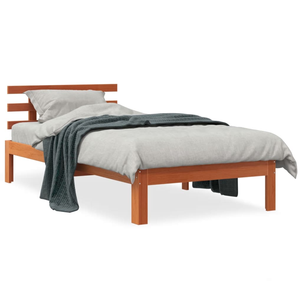 vidaXL Bed Frame without Mattress Wax Brown 100x200 cm Solid Wood Pine