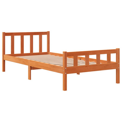 vidaXL Bed Frame without Mattress Wax Brown 75x190 cm Small Single Solid Wood Pine