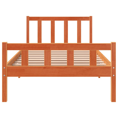 vidaXL Bed Frame without Mattress Wax Brown 75x190 cm Small Single Solid Wood Pine
