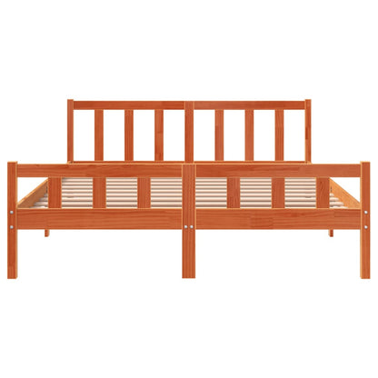 vidaXL Bed Frame without Mattress Wax Brown 150x200 cm King Size Solid Wood Pine