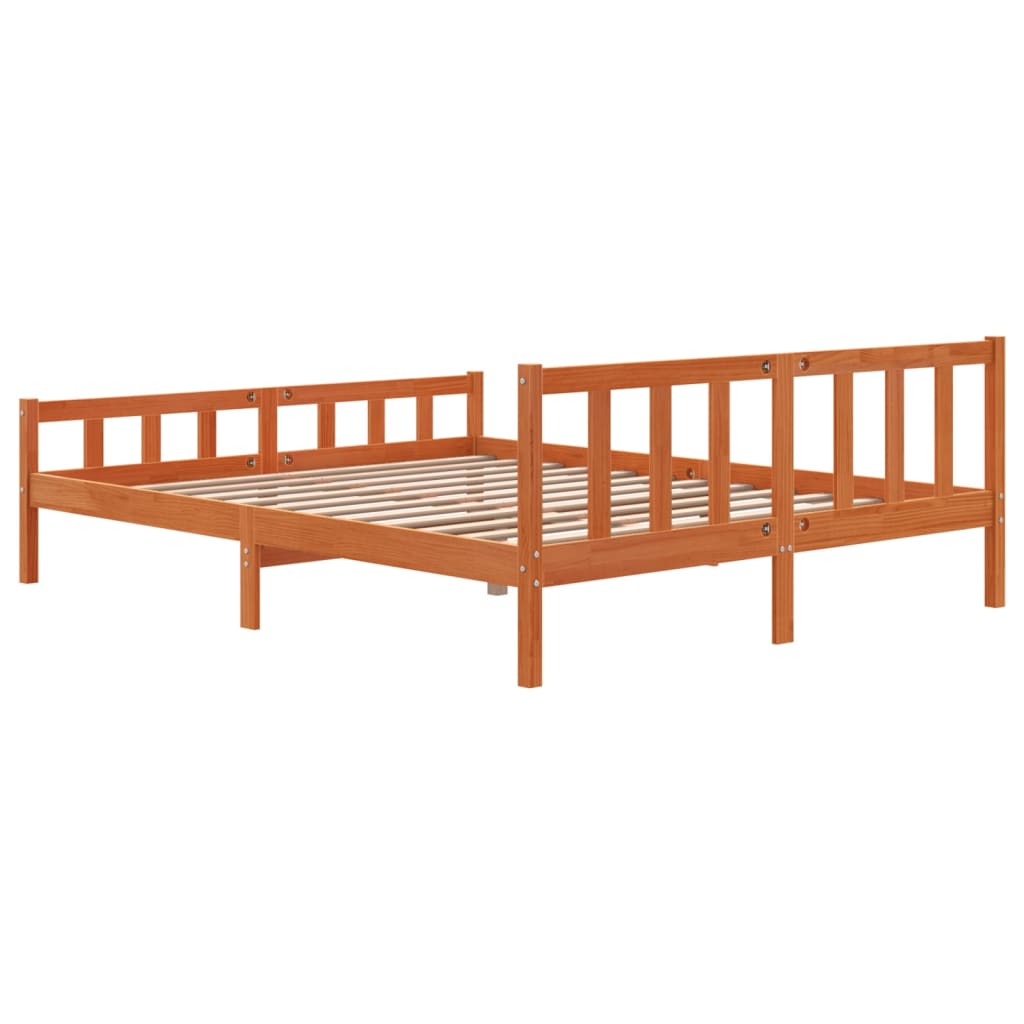 vidaXL Bed Frame without Mattress Wax Brown 160x200 cm Solid Wood Pine