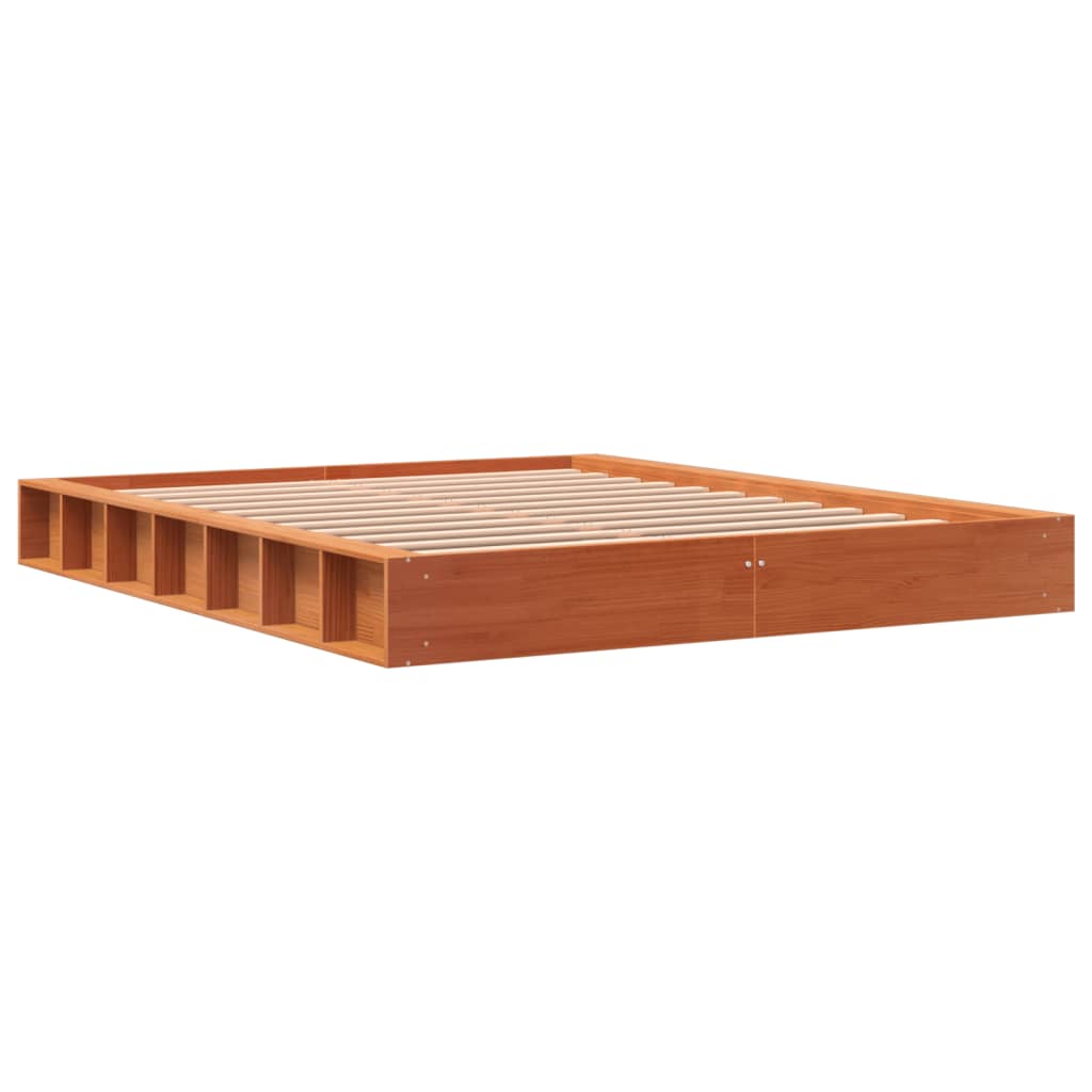 vidaXL Bed Frame without Mattress Wax Brown 150x200 cm King Size Solid Wood Pine