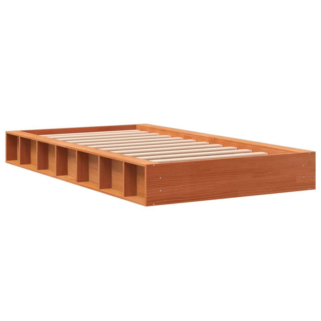 vidaXL Bed Frame without Mattress Wax Brown 90x200 cm Solid Wood Pine