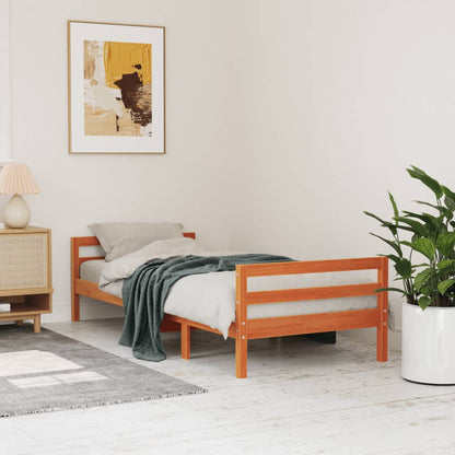 vidaXL Bed Frame without Mattress Wax Brown 75x190 cm Small Single Solid Wood Pine