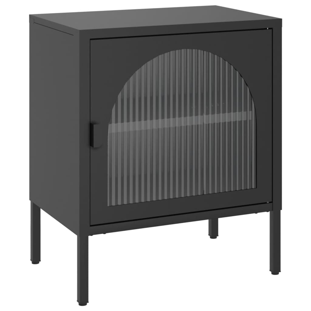 vidaXL Nightstands 2 pcs Black 50x35x60 cm Glass and Steel