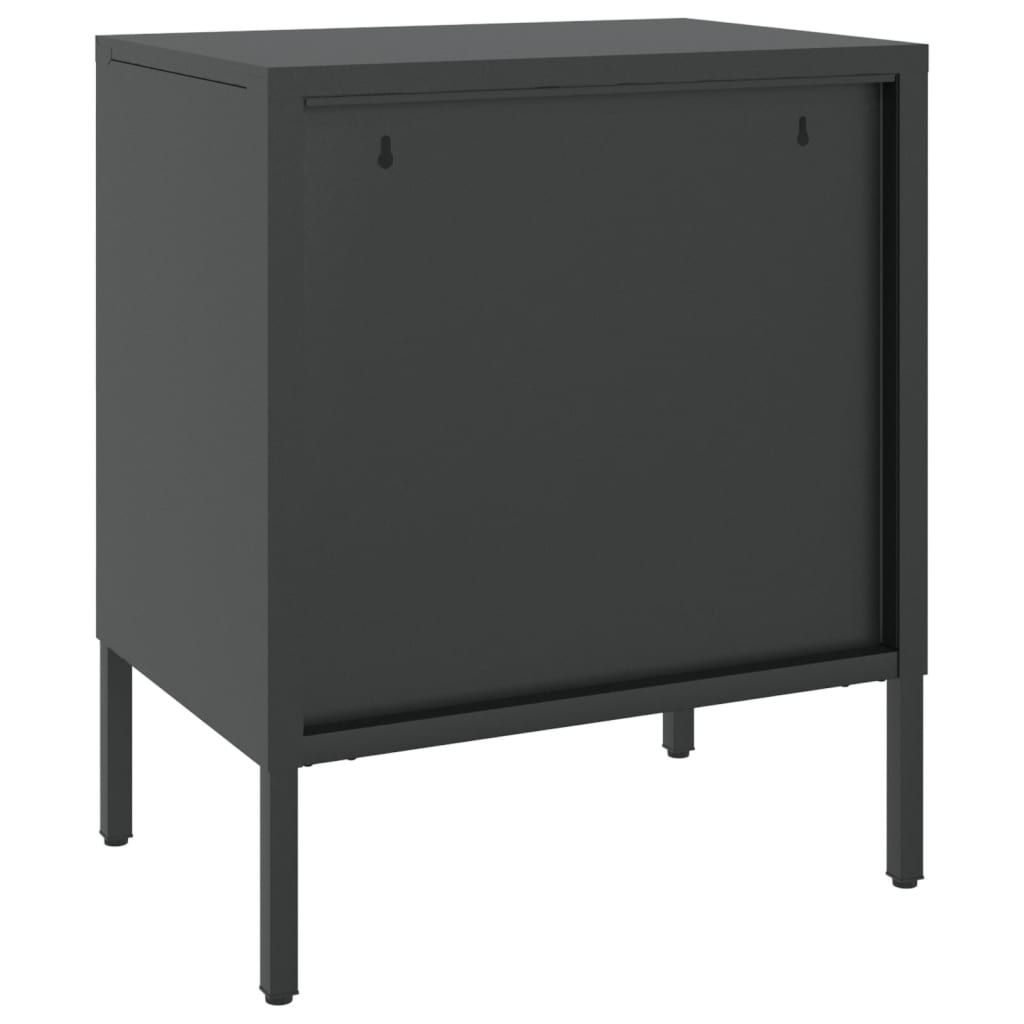 vidaXL Nightstands 2 pcs Black 50x35x60 cm Glass and Steel