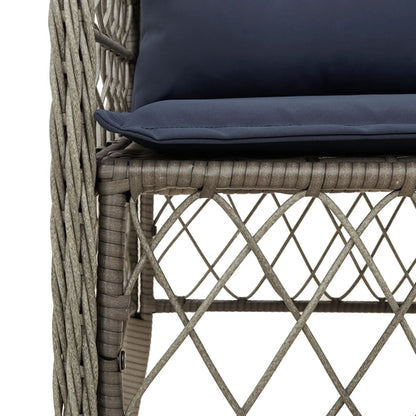 vidaXL 9 Piece Garden Dining Set with Cushions Grey Poly Rattan