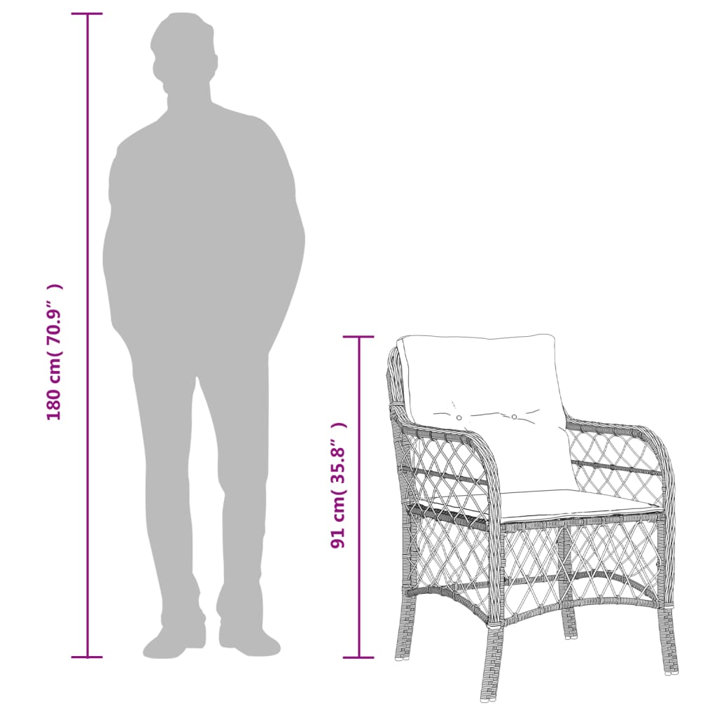vidaXL 7 Piece Garden Dining Set with Cushions Grey Poly Rattan