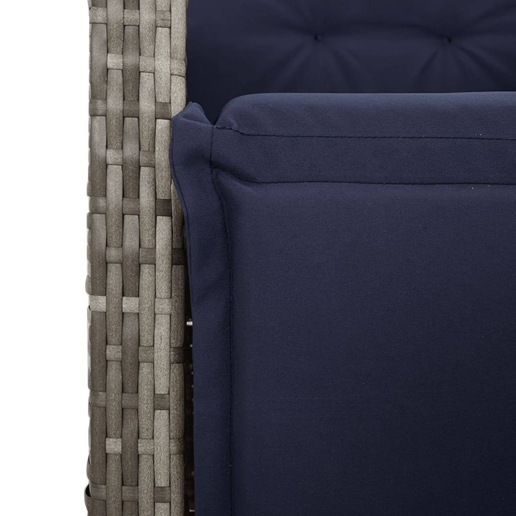 vidaXL 9 Piece Garden Dining Set with Cushions Grey Poly Rattan