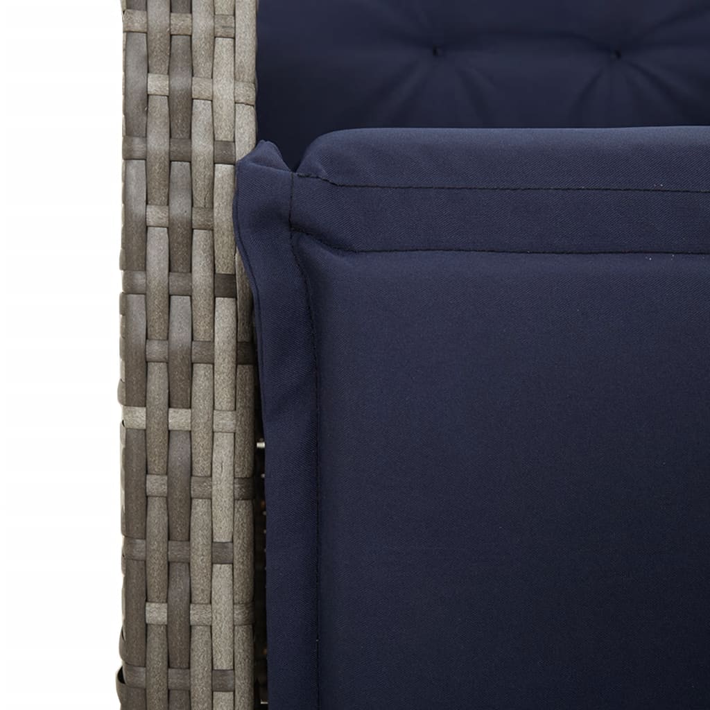 vidaXL 7 Piece Garden Dining Set with Cushions Grey Poly Rattan
