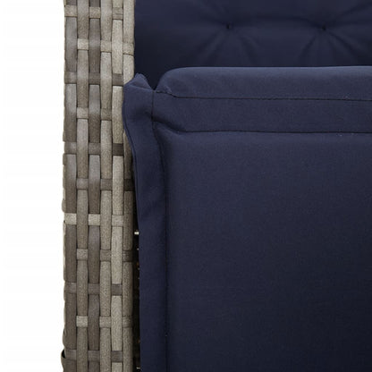 vidaXL 7 Piece Garden Dining Set with Cushions Grey Poly Rattan
