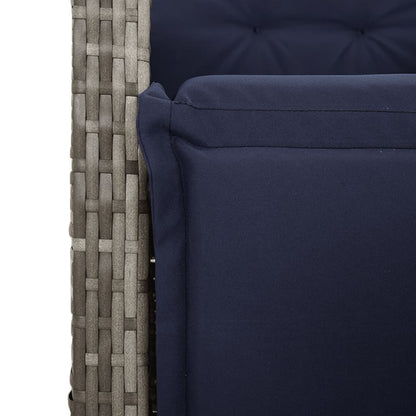 vidaXL 9 Piece Garden Dining Set with Cushions Grey Poly Rattan
