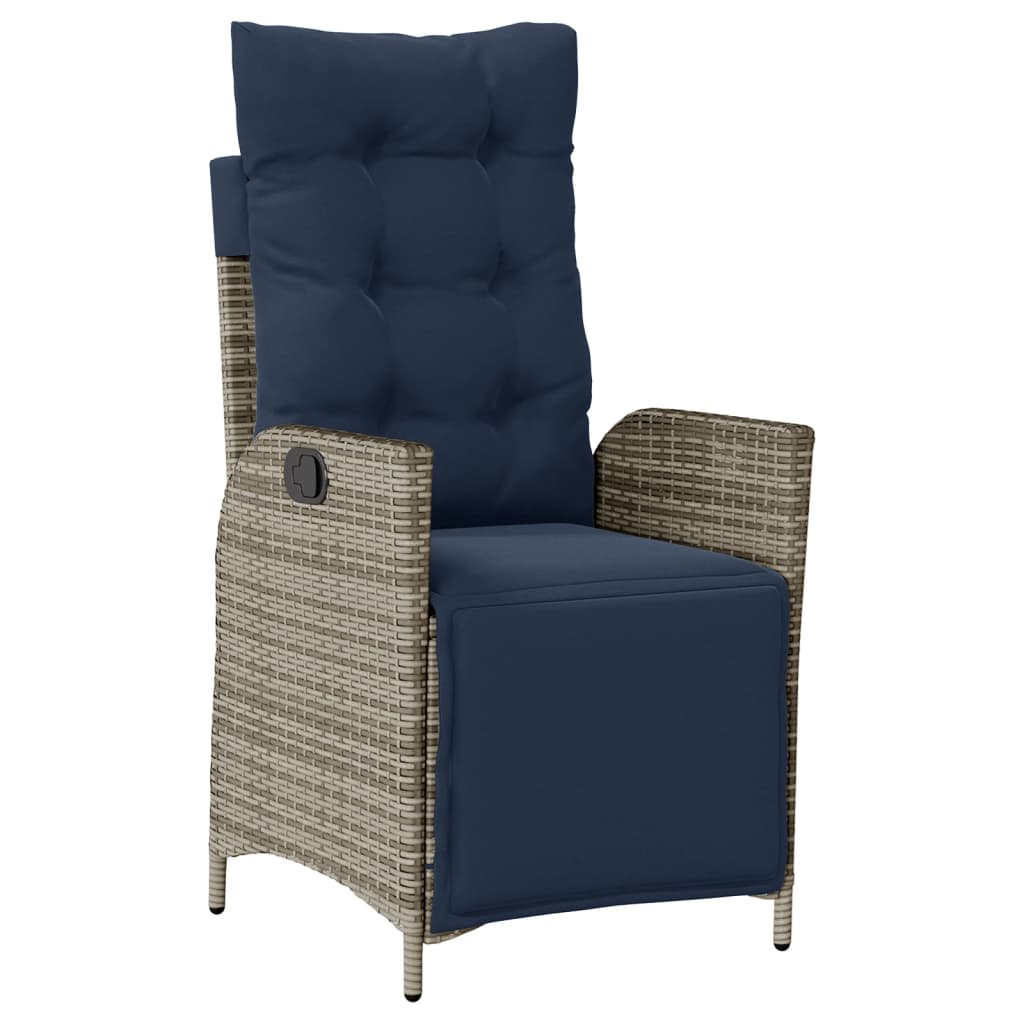 vidaXL 9 Piece Garden Dining Set with Cushions Grey Poly Rattan