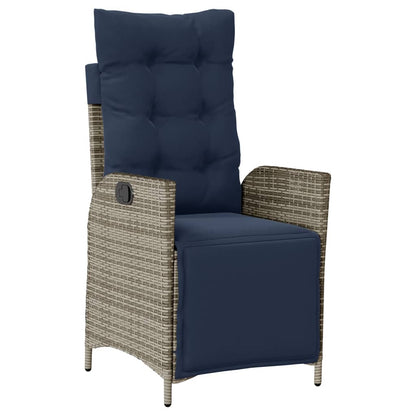 vidaXL 7 Piece Garden Dining Set with Cushions Grey Poly Rattan