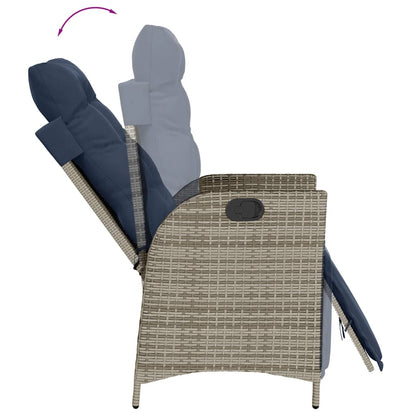 vidaXL 7 Piece Garden Dining Set with Cushions Grey Poly Rattan