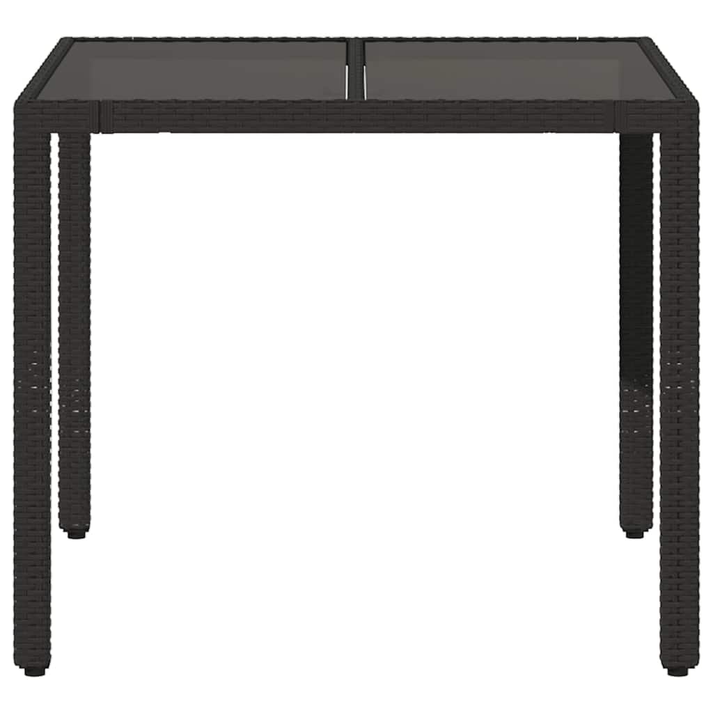 vidaXL Garden Table | Black | PE Rattan | 90x90 cm | Sturdy | Garden Table