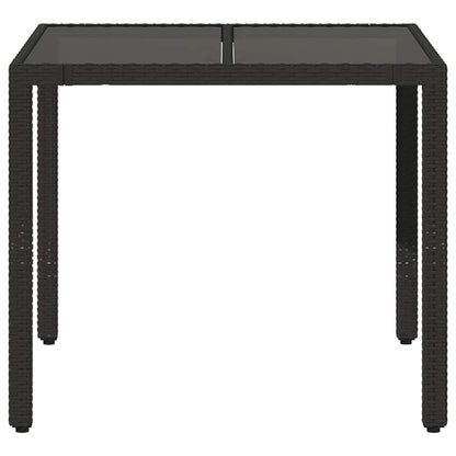 vidaXL Garden Table | Black | PE Rattan | 90x90 cm | Sturdy | Garden Table