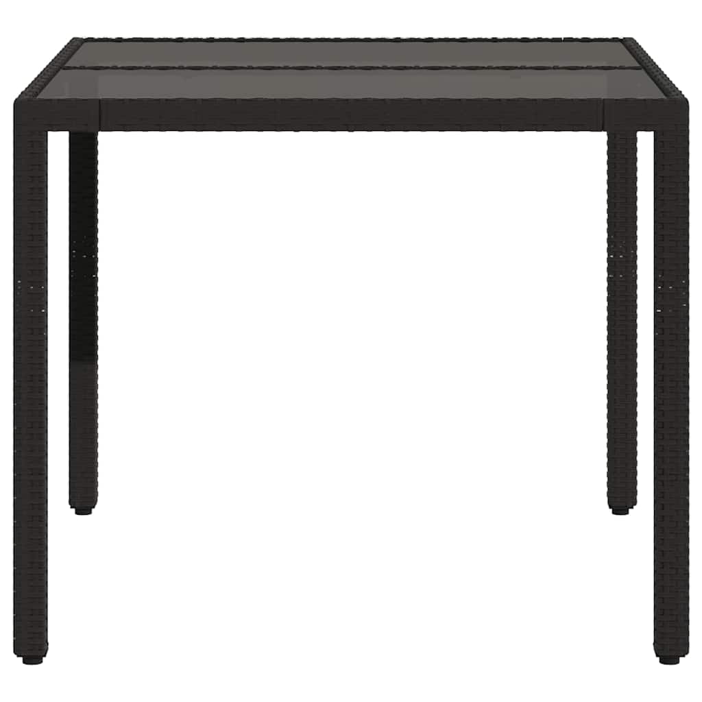vidaXL Garden Table | Black | PE Rattan | 90x90 cm | Sturdy | Garden Table