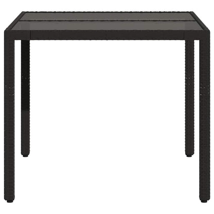 vidaXL Garden Table | Black | PE Rattan | 90x90 cm | Sturdy | Garden Table