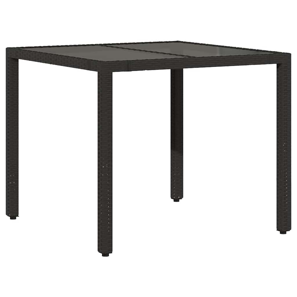vidaXL Garden Table | Black | PE Rattan | 90x90 cm | Sturdy | Garden Table