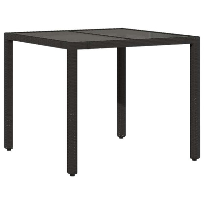 vidaXL Garden Table | Black | PE Rattan | 90x90 cm | Sturdy | Garden Table