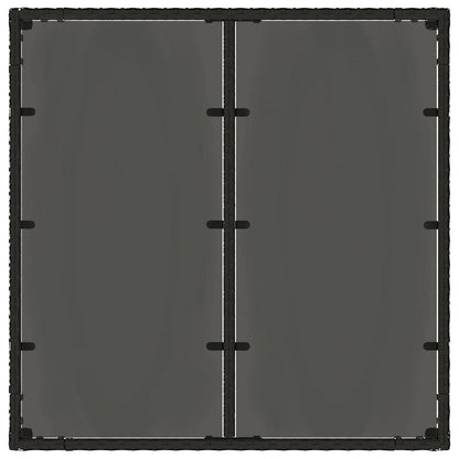 vidaXL Garden Table with Glass Top Black 90x90x75 cm Poly Rattan