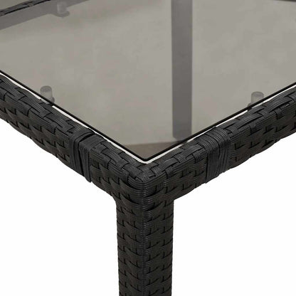 vidaXL Garden Table | Black | PE Rattan | 90x90 cm | Sturdy | Garden Table
