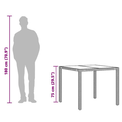 vidaXL Garden Table | Black | PE Rattan | 90x90 cm | Sturdy | Garden Table