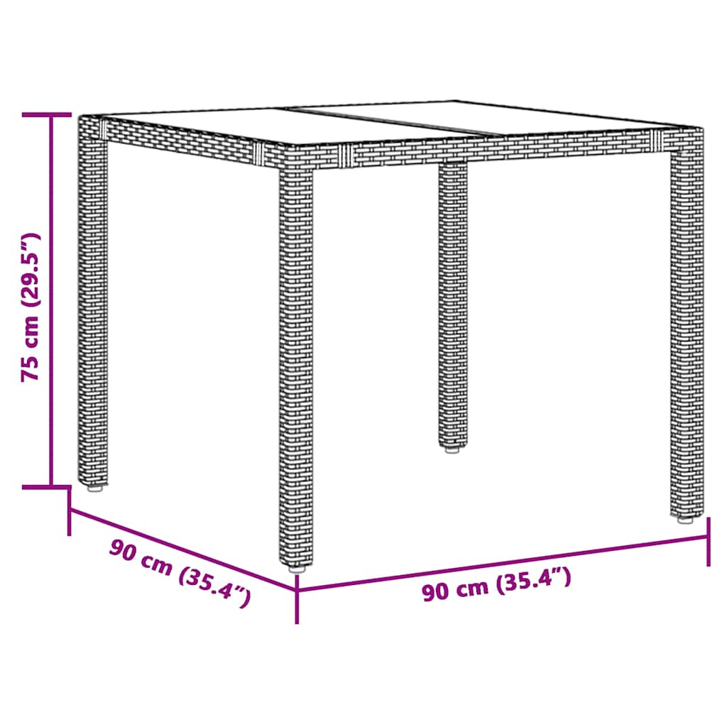 vidaXL Garden Table | Black | PE Rattan | 90x90 cm | Sturdy | Garden Table