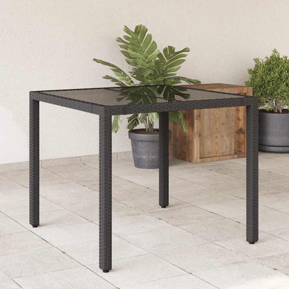 vidaXL Garden Table | Black | PE Rattan | 90x90 cm | Sturdy | Garden Table